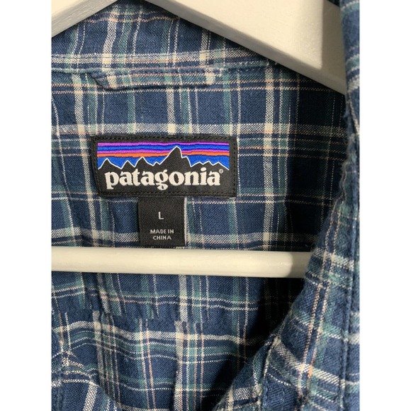 Patagonia Blue Plaid Casual Button Down Hemp Shirt - Picture 6 of 6